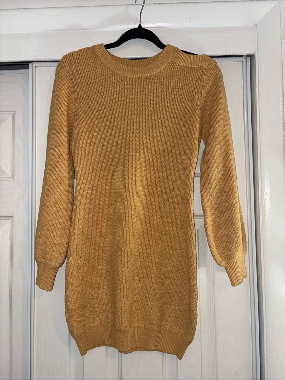 Habitual Mustard Ribbed Crewneck Sweater Dress